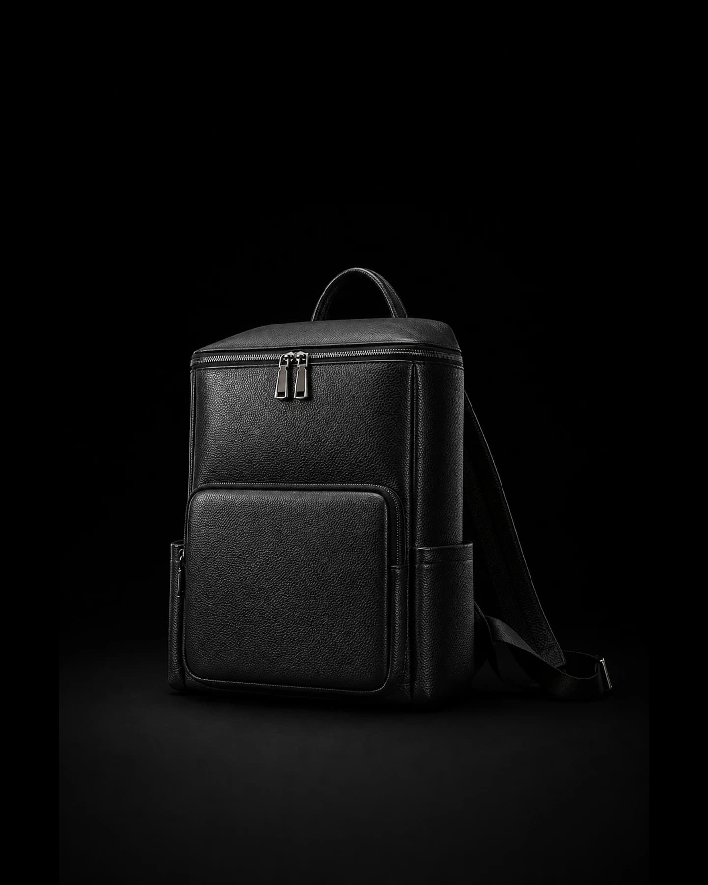 Le sac à dos LC/01, vue de trois quarts sur fond noir